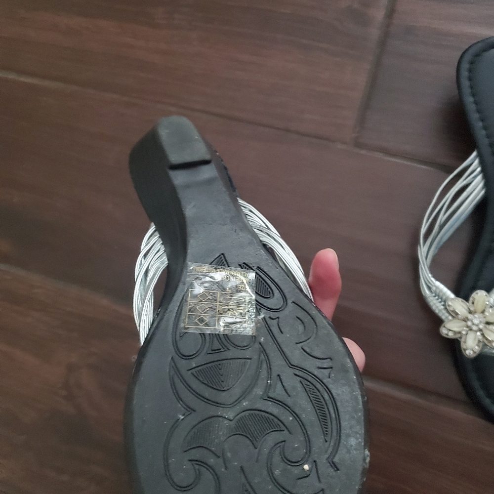 Charming Charlie Black and Silver Sandals - Picture 4 of 5